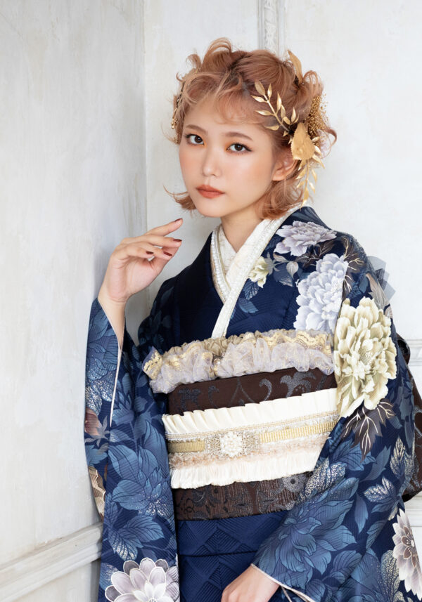 ネイビーブルー ホワイトピオニー  Raffine